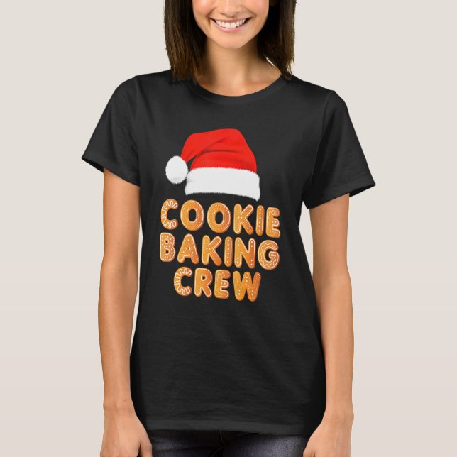 Baker Julafton Santa Hat Cookie Baking Crew jul T Shirt (Framsida)