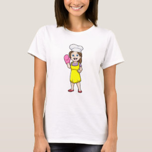 Baker med kokande apron och ugnhandskar t shirt