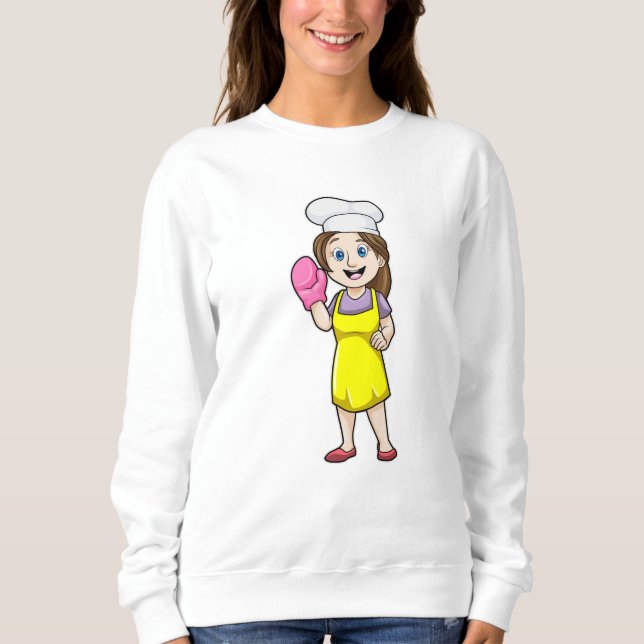 Baker med kokande apron och ugnhandskar t shirt (Framsida)