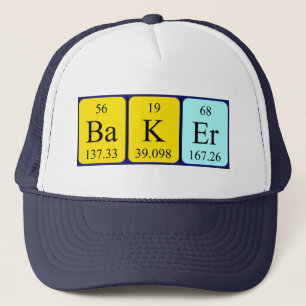Baker med periodisk bord namn hat keps