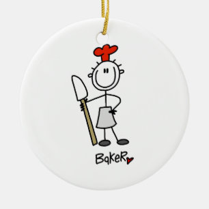 Baker med skrapa julgransprydnad keramik