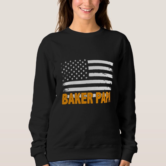 Baker Pappa Amerikanska Flagga Fars dag T Shirt (Framsida)