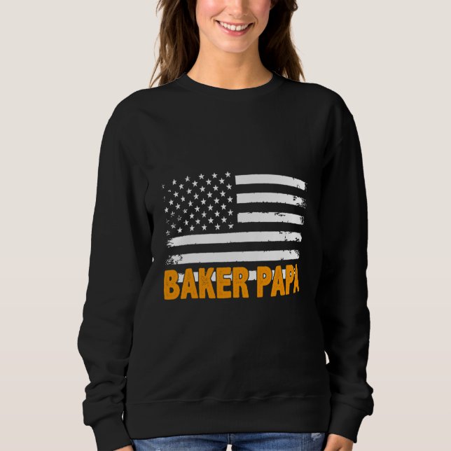 Baker Pappa Amerikanska Flagga Fars dag T Shirt (Framsida)