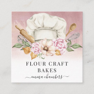 Baker Pastry Chef Bakers Verktyg Dusty Rosa Fyrkantigt Visitkort