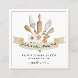 Baker Pastry Chef Bakers Verktyg Fyrkantigt Visitkort