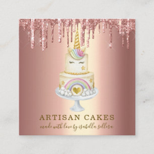 Baker Pastry Chef Glitter Drives Ro Guld Cake Fyrkantigt Visitkort