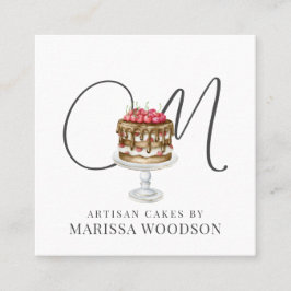 Baker Pastry Chef Rosa Elegant Cake Fyrkantigt Visitkort