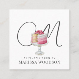 Baker Pastry Chef Rosa Elegant Cake Fyrkantigt Visitkort