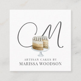 Baker Pastry Chef Rosa Elegant Cake Fyrkantigt Visitkort