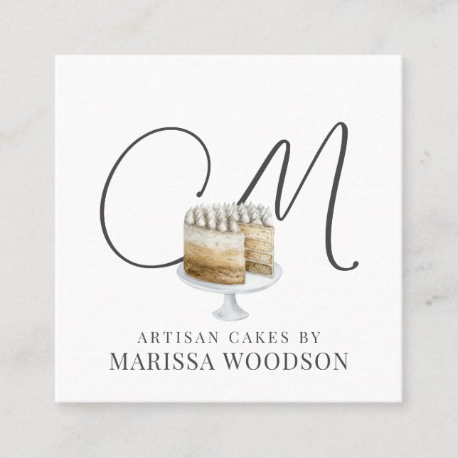 Baker Pastry Chef Rosa Elegant Cake Fyrkantigt Visitkort (Framsida)