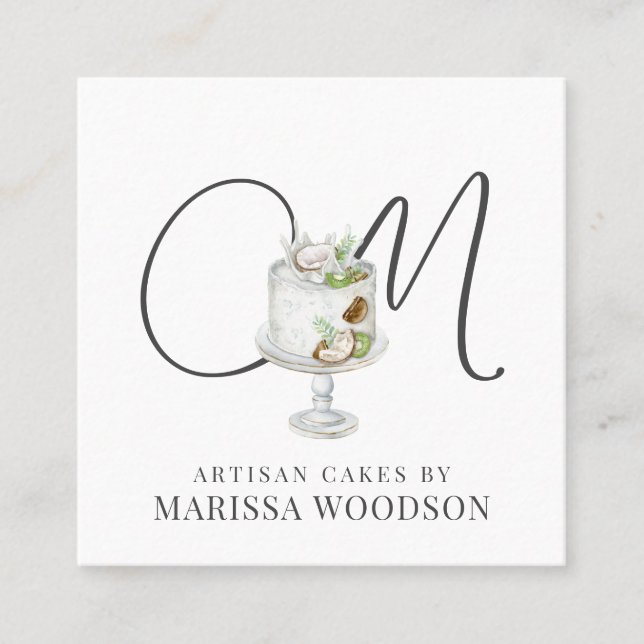 Baker Pastry Chef Rosa Elegant Cake Square Busine Fyrkantigt Visitkort (Framsida)
