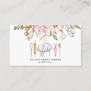 Baker Pastry Chef Watercolor Baking Verktyg Visitkort