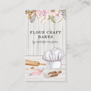 Baker Pastry Chef Watercolor Baking Verktyg Visitkort