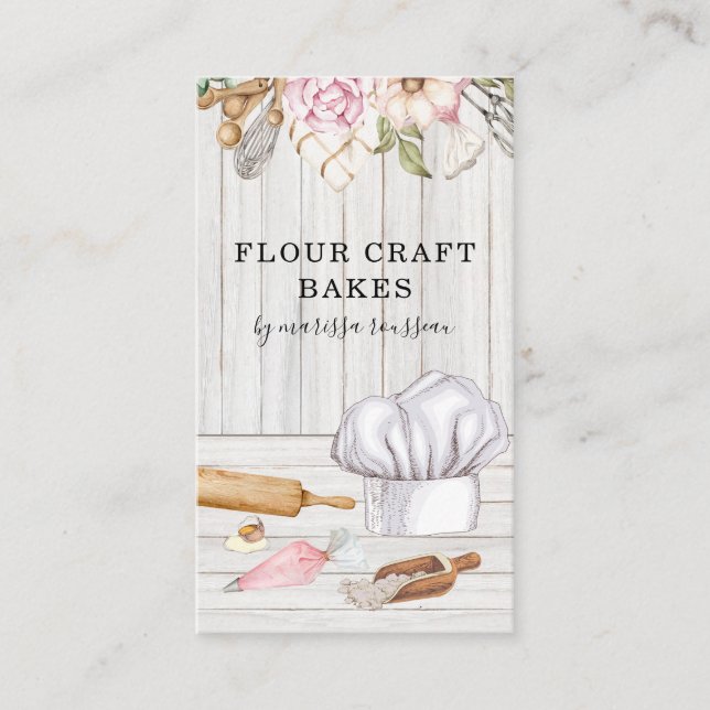 Baker Pastry Chef Watercolor Baking Verktyg Visitkort (Framsida)