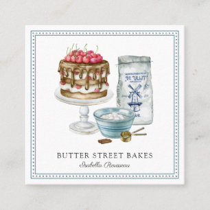 Baker Pastry Chef Watercolor Cake Fyrkantigt Visitkort