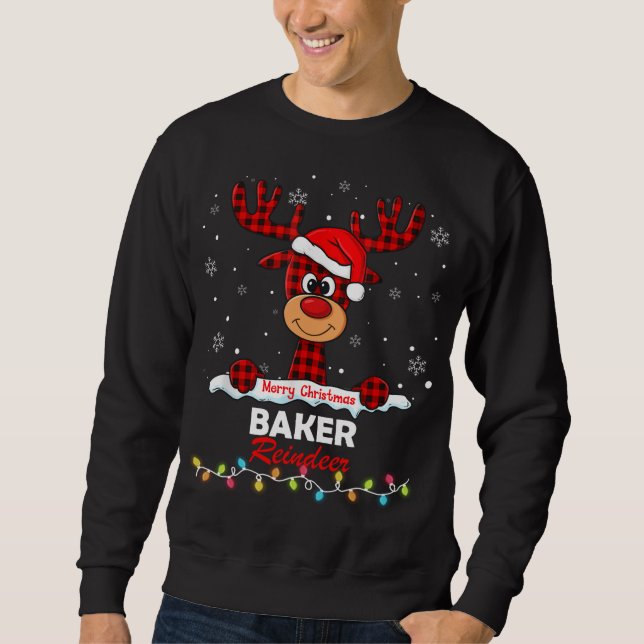 Baker Reindeer Santa Hat Buffalo Play jul Lång Ärmad Tröja (Framsida)
