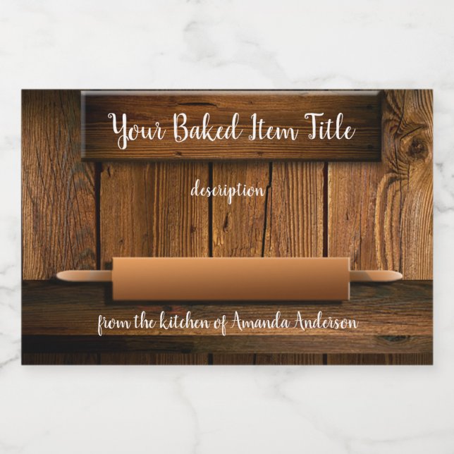 Baker Rolling Pin Rustic Product Label 3"x2" Mat Etiketter (Singel etikett)