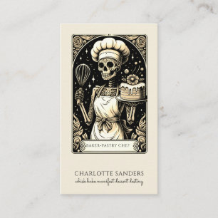 Baker Skeleton Sepia Tarot Aesthetic Visitkort
