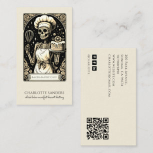 Baker Skelett Sepia Tarot Estetisk QR-kod Visitkort