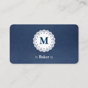 Baker Snöre Monogram Blue Mönster Visitkort