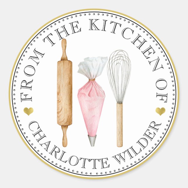 Baker-Verktyg i vattenfärg Runt Klistermärke (Framsida)