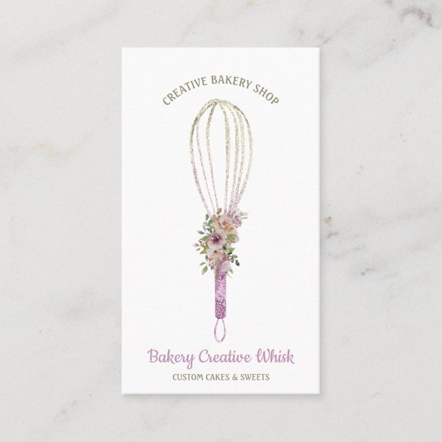 Baker Whisk logotyp bakverk boho Visitkort (Framsida)