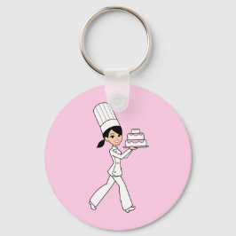 Bakerflicka med kaka på Keychain Nyckelring