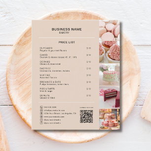Bakeri Prislista Foto QR Mocha Brun Flygblad