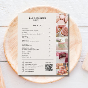 Bakeri Prislista Foto QR Neutral Beige Flygblad