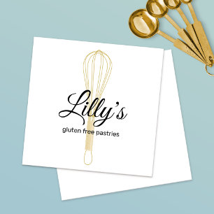 Bakeriet Chef Baker Guld Whisk Bakery Fyrkantigt Visitkort