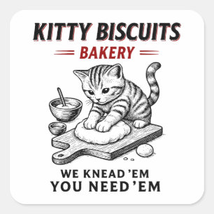 Bakeriet i kattunge-Biscuits Fyrkantigt Klistermärke
