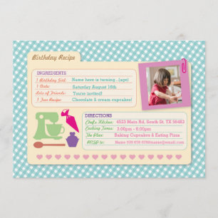 Bakeriets födelsedag Baking Photo Recept Card Part Inbjudningar