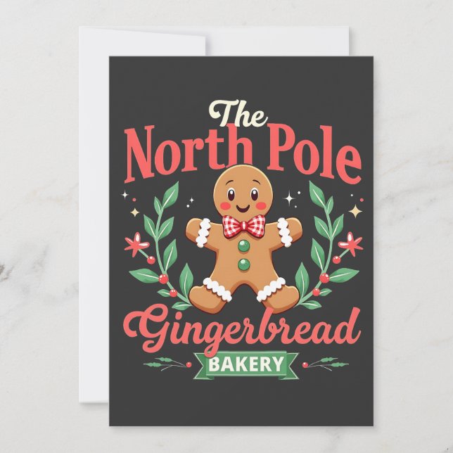 Bakerijulen i norra Pole Gingerbröd Inbjudningar (Framsida)