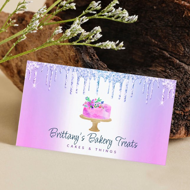 Bakerikaka Lila Glitter Drives Pastry Dessert Visitkort (Skapare uppladdad)