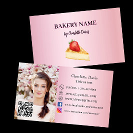 Bakerikakor rosa bakverk (bakverk) QR-kodfoto Visitkort