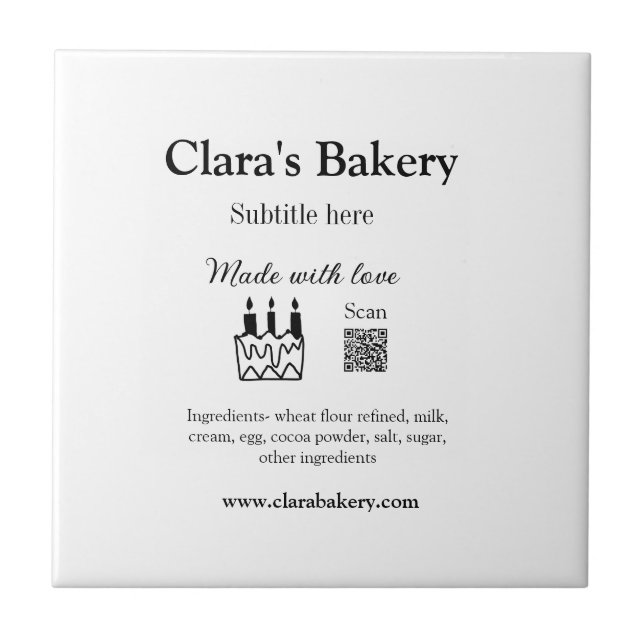 Bakerikakor tillsätter ingredienser som är gjorda  kakelplatta (Framsidan)