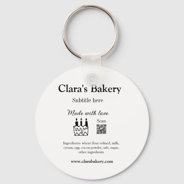 Bakerikakor tillsätter ingredienser som är gjorda  nyckelring (Framsida)