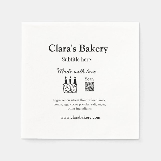 Bakerikakor tillsätter ingredienser som är gjorda  pappersservett (Framsidan)