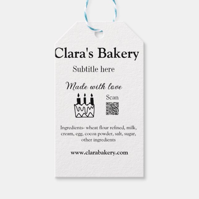 Bakerikakor tillsätter ingredienser som är gjorda  presentetikett (Framsidan)