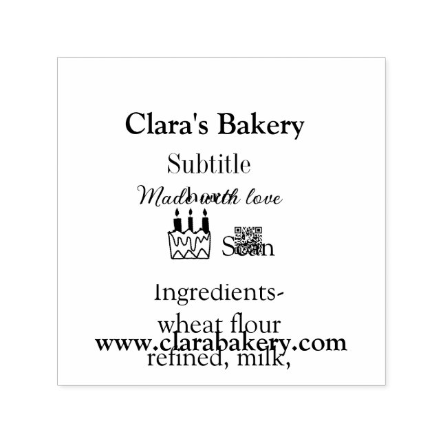 Bakerikakor tillsätter ingredienser som är gjorda  självfärgande stämpel (Design)