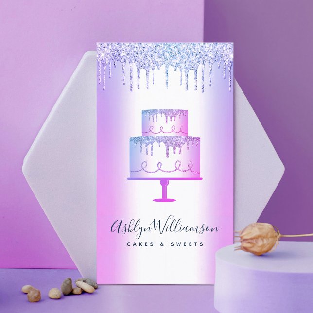 Bakerikummel Lila Glitter Drip Pastry Chef Luxury Visitkort (Skapare uppladdad)