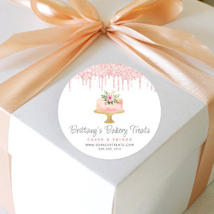 Bakerikummel Rosa Glitter Drip Pastry Dessert Runt Klistermärke