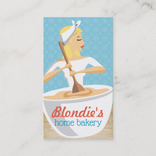Bakeriska kvinnor som bakar blandat blont hår av visitkort