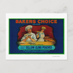 Bakers Choice Peach-etikett Vykort