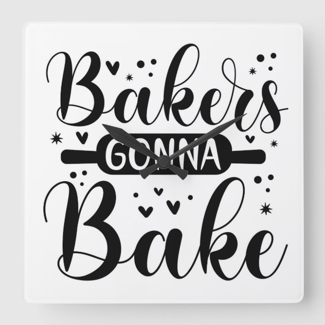 Bakers Gonna Bake Fyrkantig Klocka (Framsida)