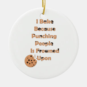 Bakers Humor: jag Slår folk. Julgransprydnad Keramik