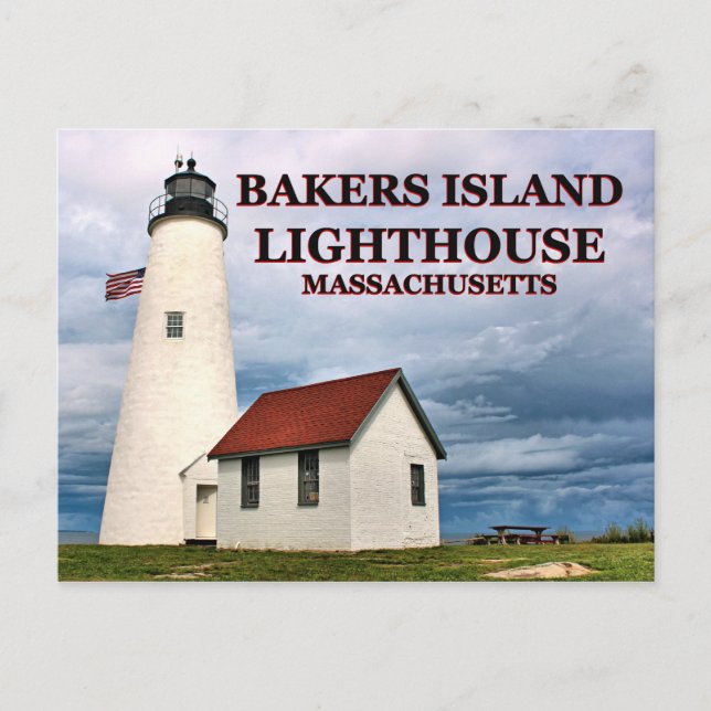 Bakers Island Lighthouse, Massachusetts Postcard Vykort (Framsida)