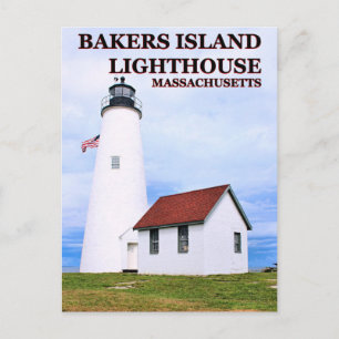 Bakers Island Lighthouse, Massachusetts Postcard Vykort