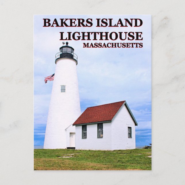 Bakers Island Lighthouse, Massachusetts Postcard Vykort (Framsida)