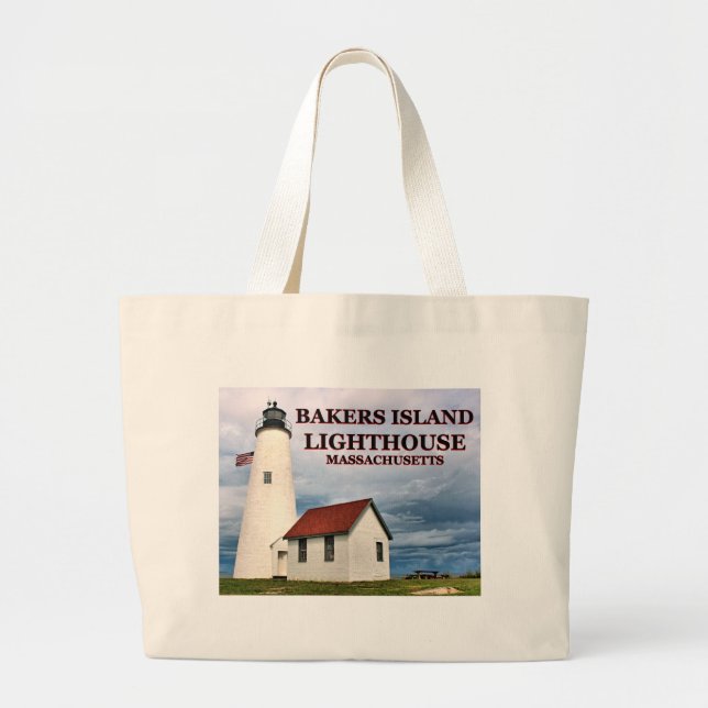 Bakers Island Lighthouse, Massachusetts Tote Bag Jumbo Tygkasse (Framsidan)